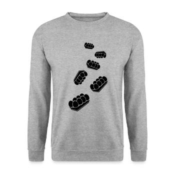 Eier symbol - Unisex Pullover - Weißgrau meliert - Vorne - Alina (178cm) & Michal (187cm)