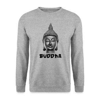 Buddha Buddhism Buddhist Spiritual - Unisex Sweatshirt - salt & pepper - Front - Alina (178cm) & Michal (187cm)