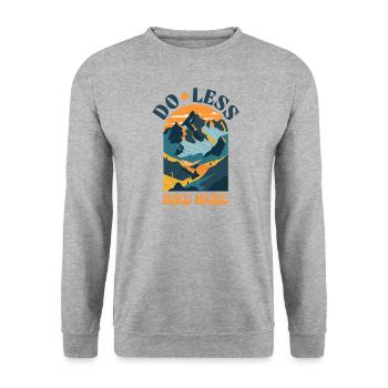 Do Less Hike More Wandershirt Natur Affirmationen - Unisex Pullover - Weißgrau meliert - Vorne - Alina (178cm) & Michal (187cm)