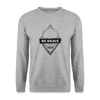 be brave - sei mutig - Unisex Pullover - Weißgrau meliert - Vorne - Alina (178cm) & Michal (187cm)