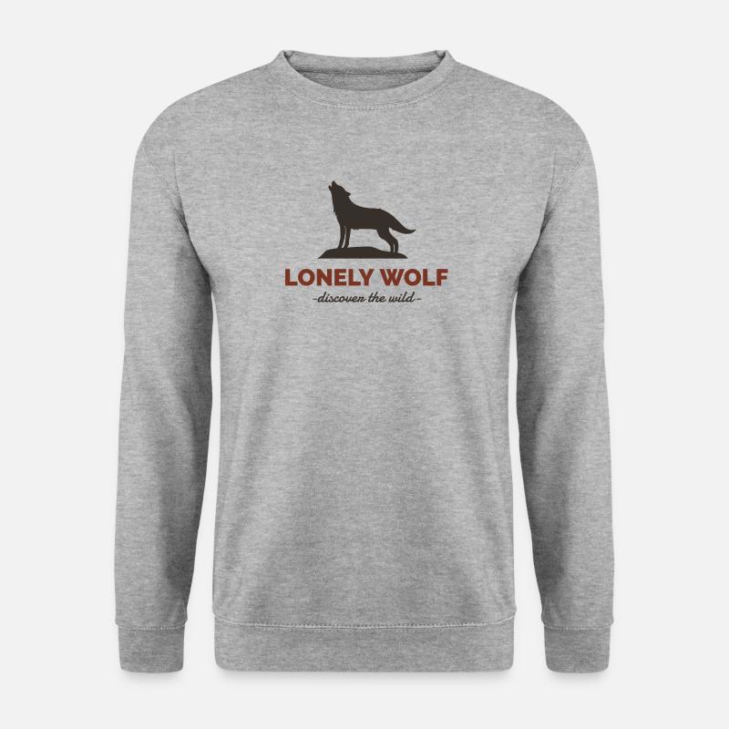 Lonely Wolf - Unisex Pullover - Weißgrau meliert