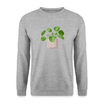 pilea - Sweat-shirt Unisexe - gris chiné - Devant - Alina (178cm) & Michal (187cm)