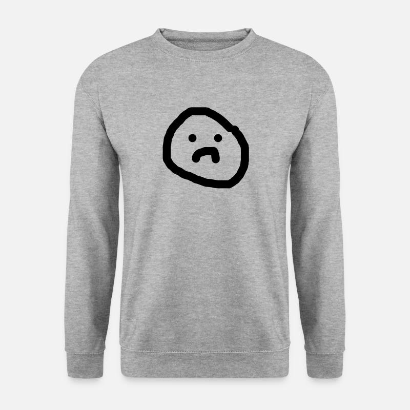 Trauriges Gesicht - Unisex Pullover - Weißgrau meliert