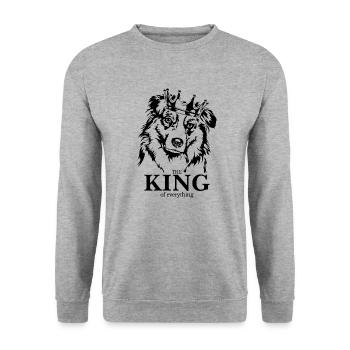 Australian Shepherd King of everything Wilsigns - Unisex Pullover - Weißgrau meliert - Vorne - Alina (178cm) & Michal (187cm)
