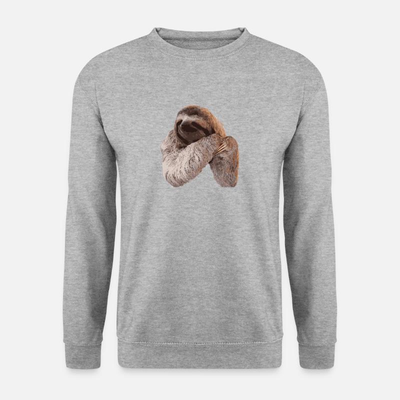 Faultier / Sloth - Unisex Pullover - Weißgrau meliert