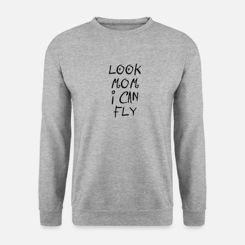 look mom I can fly - Unisex Pullover - Weißgrau meliert