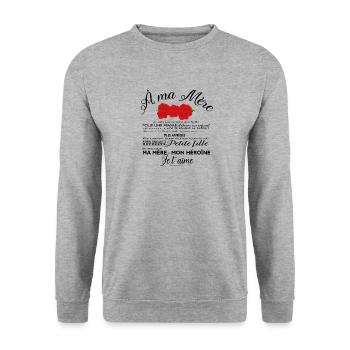 Fête des mères - Sweat-shirt Unisexe - gris chiné - Devant - Alina (178cm) & Michal (187cm)