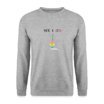 You are a cutea - Unisex Sweatshirt - salt & pepper - Front - Alina (178cm) & Michal (187cm)