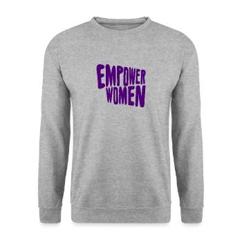 EMPOWER WOMEN! - Unisex Pullover - Weißgrau meliert - Vorne - Alina (178cm) & Michal (187cm)