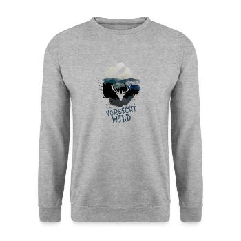 nature,Natur,hirsch,gebirge,berge,landschaft,berg - Unisex Pullover - Weißgrau meliert - Vorne - Alina (178cm) & Michal (187cm)