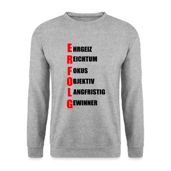 Erfolg - Unisex Pullover - Weißgrau meliert - Vorne - Alina (178cm) & Michal (187cm)
