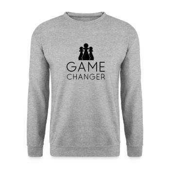 GAME CHANGER - Chess T-Shirt - Gift idea - Unisex Sweatshirt - salt & pepper - Front - Alina (178cm) & Michal (187cm)