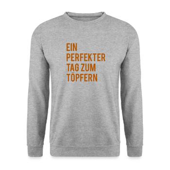 Ein perfekter Tag zum töpfern - Unisex Pullover - Weißgrau meliert - Vorne - Alina (178cm) & Michal (187cm)