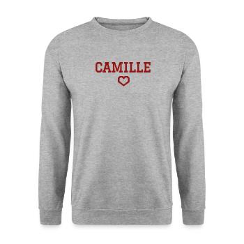 Camille cœur - Sweat-shirt Unisexe - gris chiné - Devant - Alina (178cm) & Michal (187cm)