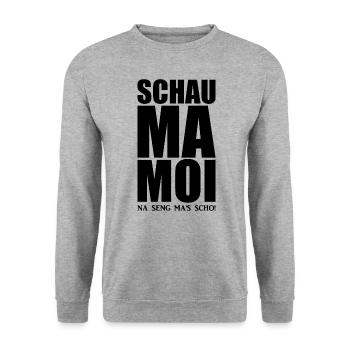 Bayerisch - Dialekt - Spruch - Unisex Pullover - Weißgrau meliert - Vorne - Alina (178cm) & Michal (187cm)