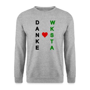 WKSTA, kurz, övp, österreichische Politik korrupt - Unisex Pullover - Weißgrau meliert - Vorne - Alina (178cm) & Michal (187cm)
