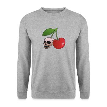 Skull cherry - Unisex Sweatshirt - salt & pepper - Front - Alina (178cm) & Michal (187cm)