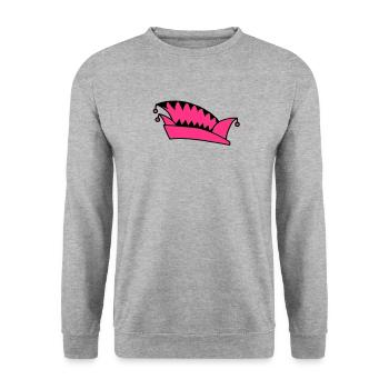 Narrenkappe No 3 - V2 - Fastnacht - Unisex Pullover - Weißgrau meliert - Vorne - Alina (178cm) & Michal (187cm)