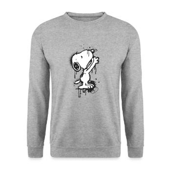 Peanuts Snoopy Graffiti Street Art - Unisex Pullover - Weißgrau meliert - Vorne - Alina (178cm) & Michal (187cm)