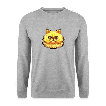 Persian cat Negan in pixel design - Unisex Sweatshirt - salt & pepper - Front - Alina (178cm) & Michal (187cm)