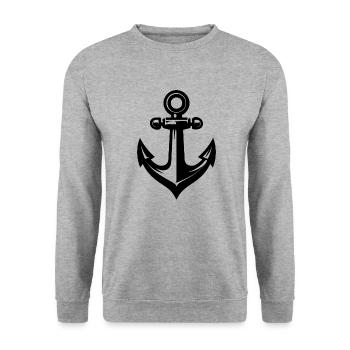 Vintage alter Anker im Tattoo Style - Unisex Pullover - Weißgrau meliert - Vorne - Alina (178cm) & Michal (187cm)