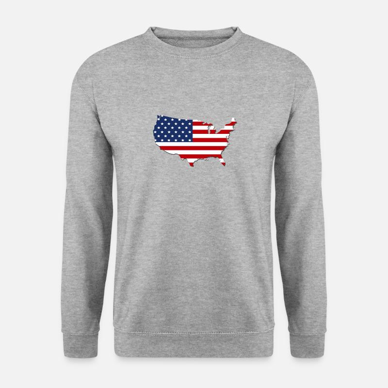Karte USA - Unisex Pullover - Weißgrau meliert