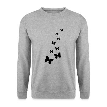 fliegende schmetterlinge schmetterling - Unisex Pullover - Weißgrau meliert - Vorne - Alina (178cm) & Michal (187cm)