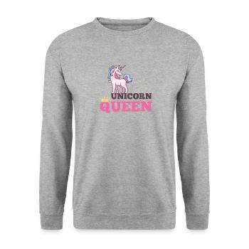 UNICORN QUEEN - Unisex Pullover - Weißgrau meliert - Vorne - Alina (178cm) & Michal (187cm)