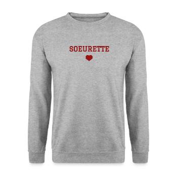 Sœurette cœur - Sweat-shirt Unisexe - gris chiné - Devant - Alina (178cm) & Michal (187cm)