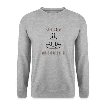 keep calm and drink coffee - Unisex Pullover - Weißgrau meliert - Vorne - Alina (178cm) & Michal (187cm)