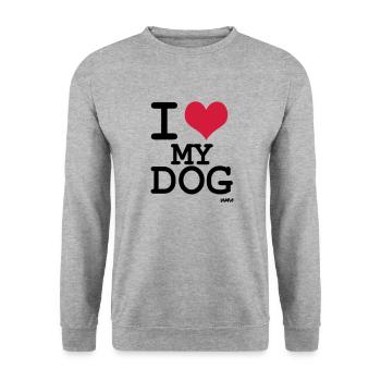 j'aime mon chien by wam - Sweat-shirt Unisexe - gris chiné - Devant - Alina (178cm) & Michal (187cm)