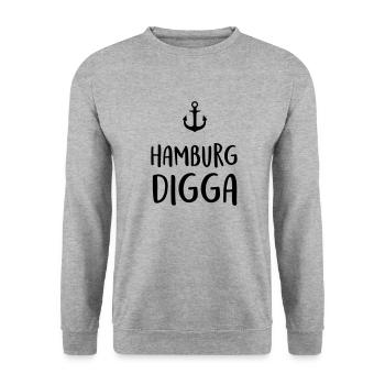 Hamburg Digga - Unisex Pullover - Weißgrau meliert - Vorne - Alina (178cm) & Michal (187cm)