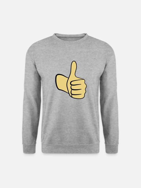 Daumen hoch! - Unisex Pullover - Weißgrau meliert