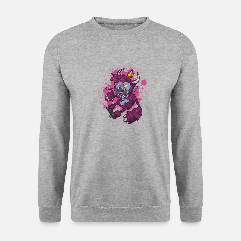 Pink Monster - Unisex Pullover - Weißgrau meliert