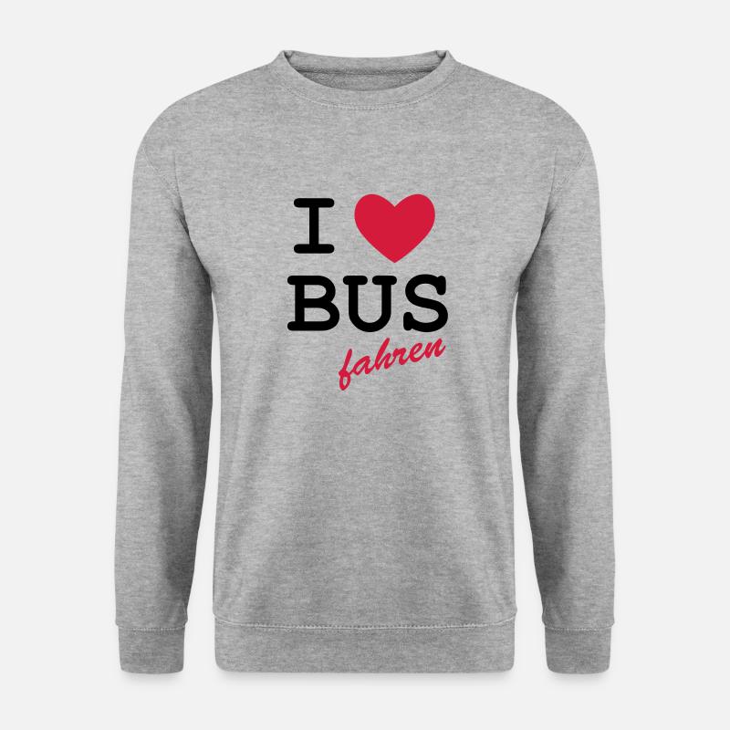 I Love Busfahren - Unisex Pullover - Weißgrau meliert