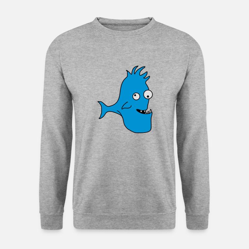 Stupid Crazy Comic Fish - Unisex Sweatshirt - salt & pepper