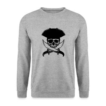 skull-pirate - Unisex Sweatshirt - salt & pepper - Front - Alina (178cm) & Michal (187cm)