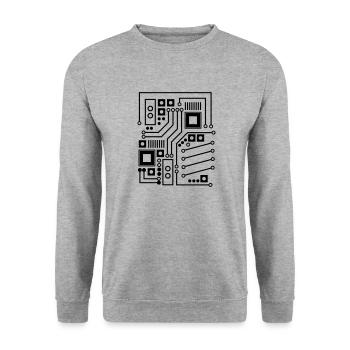 Platine Platinenmuster CPU Computer Shirt Geschenk - Unisex Pullover - Weißgrau meliert - Vorne - Alina (178cm) & Michal (187cm)