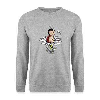 Marienkaefer auf Blume - Unisex Pullover - Weißgrau meliert - Vorne - Alina (178cm) & Michal (187cm)