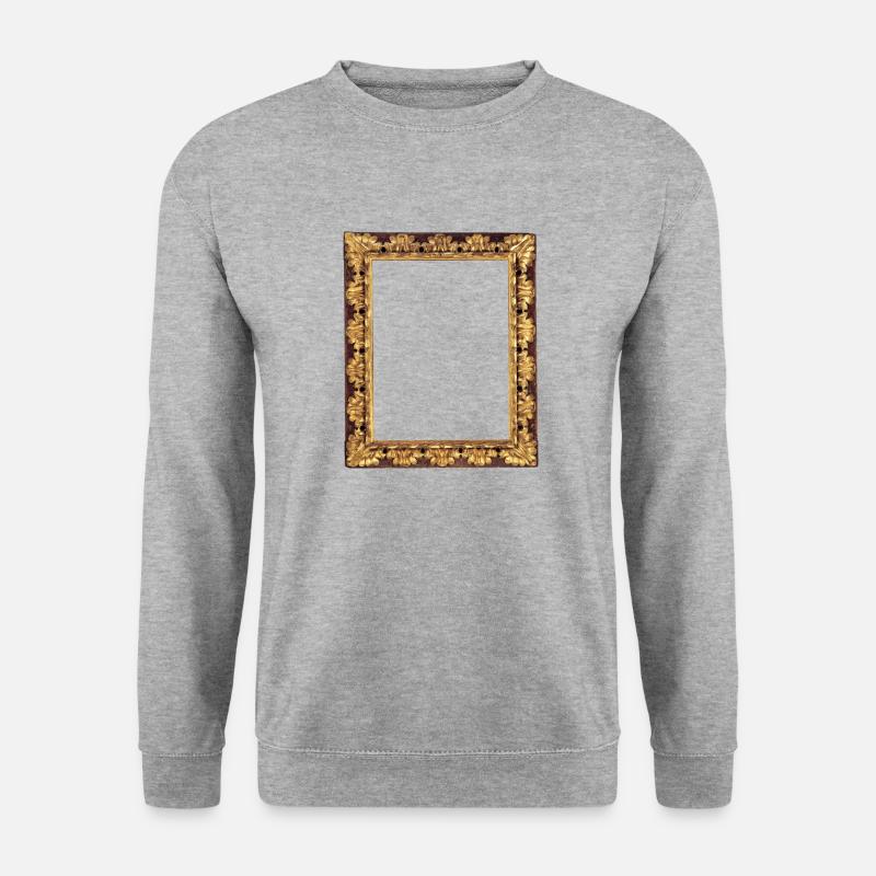 🖼️ Braun goldener Bilderrahmen - Unisex Pullover - Weißgrau meliert