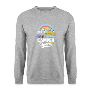 Camping Queen Camper Queen Caravan Gift - Unisex Sweatshirt - salt & pepper - Front - Alina (178cm) & Michal (187cm)