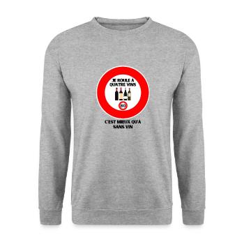 limite de vitesse à 80 - Sweat-shirt Unisexe - gris chiné - Devant - Alina (178cm) & Michal (187cm)