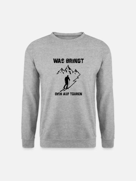 Witziger Skitouren Ski Tour Geschenk lustig Spruch - Unisex Pullover - Weißgrau meliert
