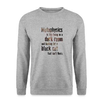 Metaphysik Phrasen Philosophie - Unisex Pullover - Weißgrau meliert - Vorne - Alina (178cm) & Michal (187cm)