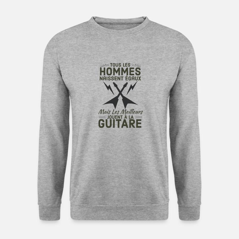 Gitarre - Unisex Pullover - Weißgrau meliert