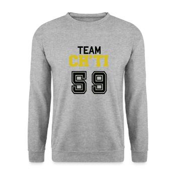 Team chti 59 nord gift humor man woman - Unisex Sweatshirt - salt & pepper - Front - Alina (178cm) & Michal (187cm)