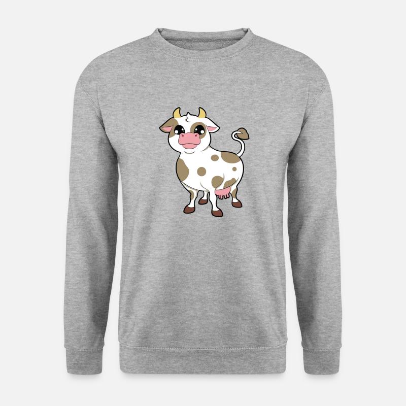 Kuh - Unisex Pullover - Weißgrau meliert