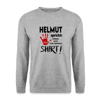 Name Namenstag Geschenkidee HELMUT - Unisex Pullover - Weißgrau meliert - Vorne - Alina (178cm) & Michal (187cm)