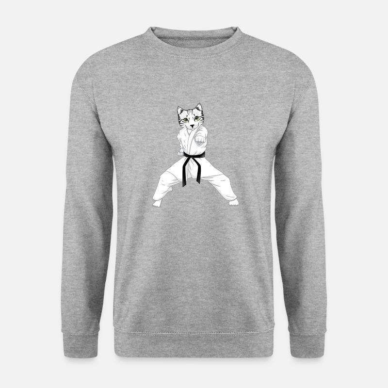 Katze Karate Kampfkunst Taekwondo - Unisex Pullover - Weißgrau meliert