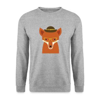 hipster fox - Unisex Pullover - Weißgrau meliert - Vorne - Alina (178cm) & Michal (187cm)
